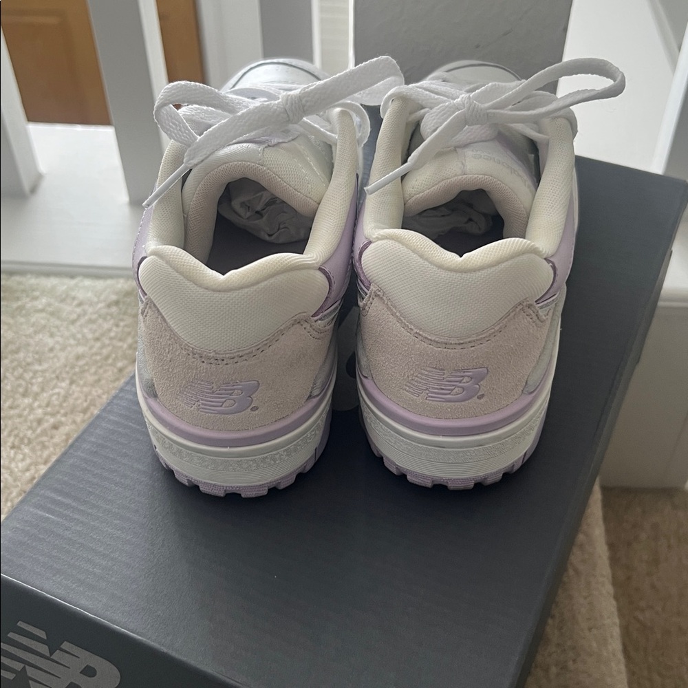 New Balance Kids White and Purple Sneakers - Picture 3 of 3